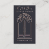 Moderne Floral Roos Arch Entree Voordeur Navy Visitekaartje (Voorkant)