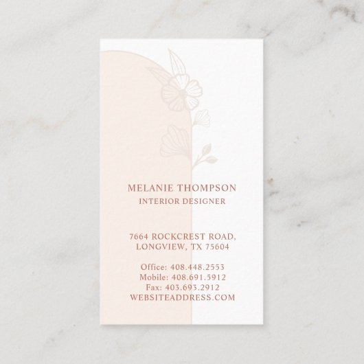 Moderne, Floral Roos Arch Intrance voorste deurroz Visitekaartje (Achterkant)