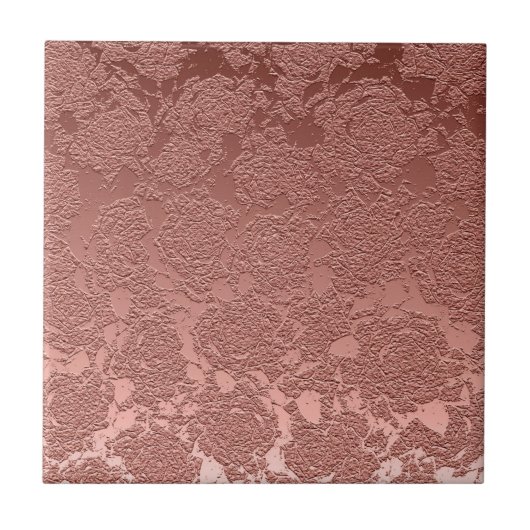 Moderne Floral Roos Gold Pink Pattern Tegeltje (Voorkant)