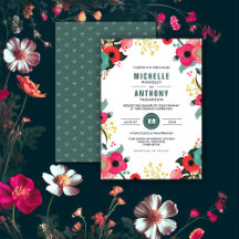 Moderne Floral roze Blauwgroen Aangepaste Weddensc