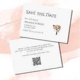 Moderne Floral Rozen Black White QR code Weddensch Save The Date
