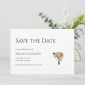 Moderne Floral Rozen Black White QR code Weddensch Save The Date (Staand voorkant)
