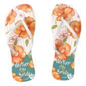 Moderne  Floral Rozen Sinaasappel | Weddenschap Teenslippers (Voetbed)