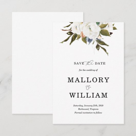 Moderne Floral sla de Datum Kaart op (Voorkant / Achterkant)