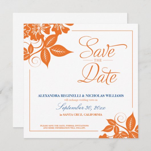 Moderne Floral sparen de Aankondiging van de Datum (Voorkant / Achterkant)