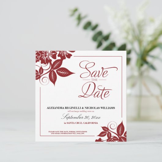 Moderne Floral sparen de (rode) Aankondiging van d (Staand voorkant)