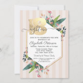 Moderne Floral Striped 18th Birthday Invitat Kaart (Voorkant)