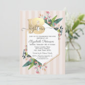 Moderne Floral Striped 18th Birthday Invitat Kaart (Staand voorkant)