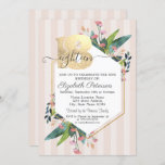 Moderne Floral Striped 18th Birthday Invitat Kaart<br><div class="desc">bloemen,  lijst op gestreepte achtergrond.</div>