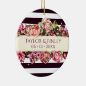   moderne Floral Striped Wedding Keramisch Ornament (Rechts)