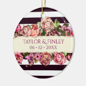   moderne Floral Striped Wedding Keramisch Ornament (Links)