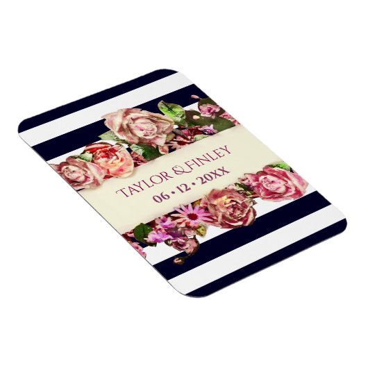   moderne Floral Striped Wedding Magneet (Rechterzijde)