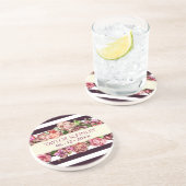   moderne Floral Striped Wedding Zandsteen Onderzetter (Zijkant)