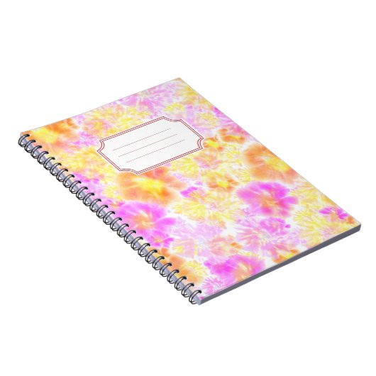 Moderne Floral Tie Dye Pattern Name Sticker Notitieboek (Rechterzijde)