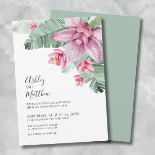 Moderne Floral Tropische Bruiloft Kaart