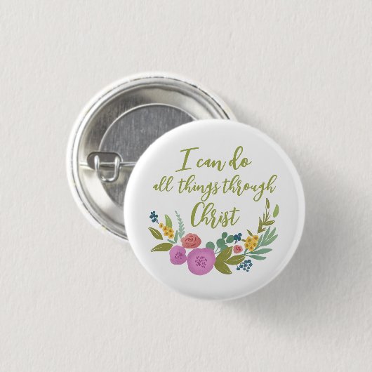 Moderne Floral tweble Philippians 4:13 Button (Voorkant /achterkant)
