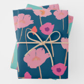 Moderne Floral Verjaardag met aangepaste leeftijd Inpakpapier Vel (In situ)