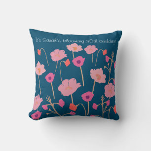  Moderne Floral Verjaardag met aangepaste leeftijd Kussen