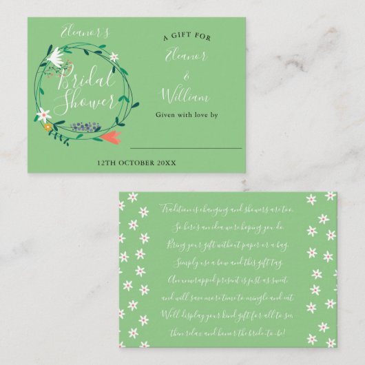 Moderne Floral Vrijgezellenfeest Display Card en L Informatiekaartje (Voorkant / Achterkant)