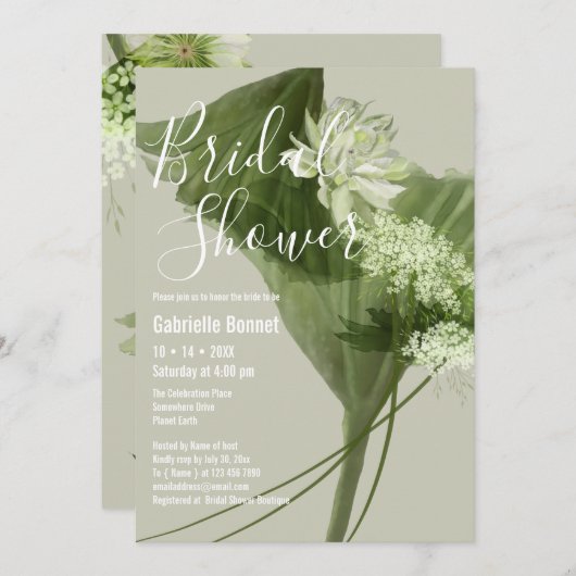 Moderne Floral Waterverf botanisch | Champagne Kaart (Voorkant / Achterkant)