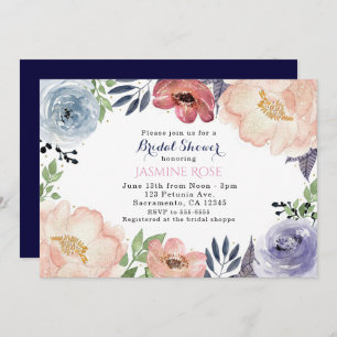 Moderne Floral Waterverf Bridal Shower Invitations Kaart