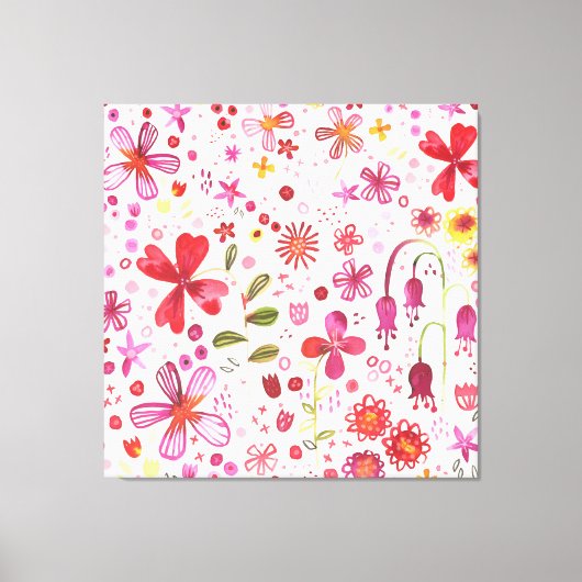 Moderne Floral-Waterverf Canvas Afdruk (Voorkant)