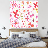 Moderne Floral-Waterverf Canvas Afdruk (Insitu (Slaapkamer))
