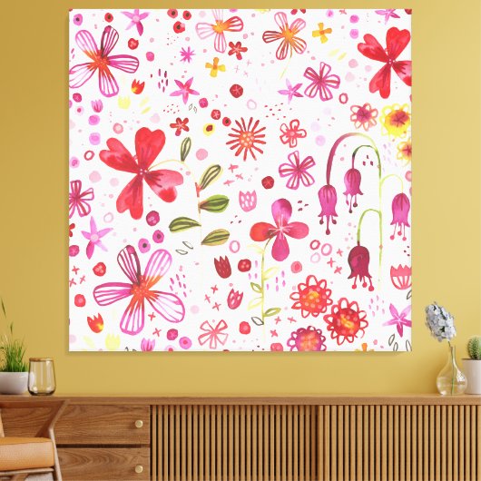 Moderne Floral-Waterverf Canvas Afdruk (Insitu (Woonkamer))