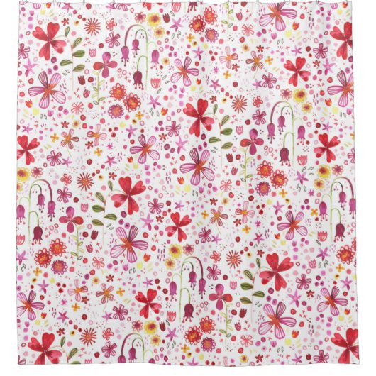 Moderne Floral-Waterverf Douchegordijn (Voorkant)