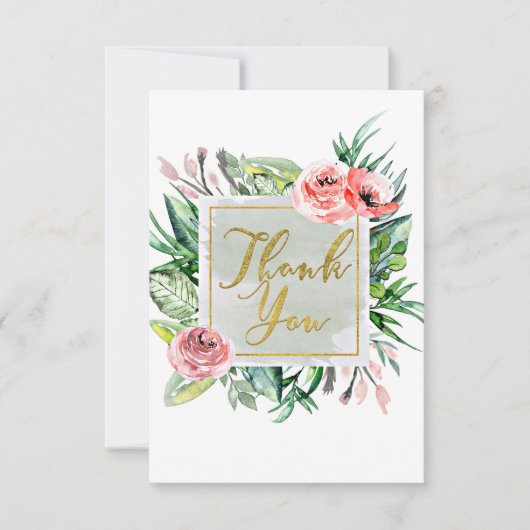 Moderne Floral Waterverf Elegant Chic Hartelijk da Bedankkaart (Voorkant)