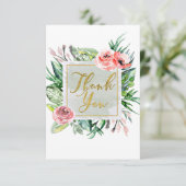 Moderne Floral Waterverf Elegant Chic Hartelijk da Bedankkaart (Staand voorkant)