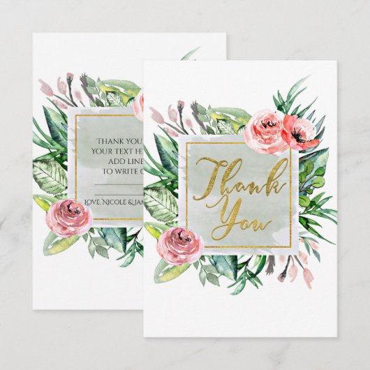 Moderne Floral Waterverf Elegant Chic Hartelijk da Bedankkaart (Voorkant / Achterkant)