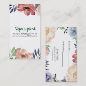 Moderne Floral Waterverf Elegant Verwijs een vrien Aanbevelingskaartje (Voorkant / Achterkant)