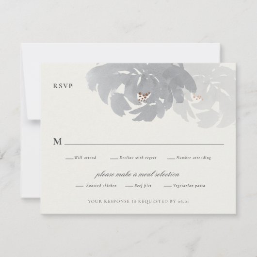 Moderne Floral Waterverf Elegant Wedding RSVP-kaar Kaart (Voorkant)