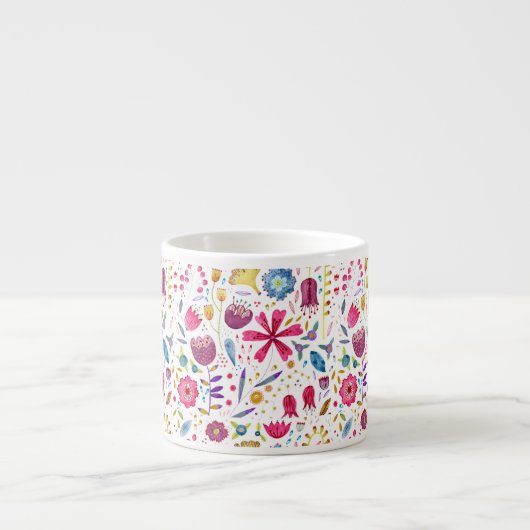 Moderne Floral Waterverf Espresso Cup Kop (Voorkant)