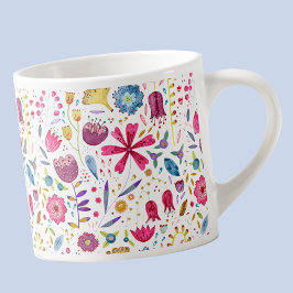 Moderne Floral Waterverf Espresso Cup Kop