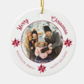 Moderne Floral Waterverf Foto Kerstmis Keramisch Ornament (Voorkant)