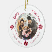 Moderne Floral Waterverf Foto Kerstmis Keramisch Ornament (Links)