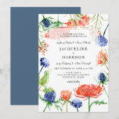 Moderne Floral Waterverf Herfst Oranje Mum Thistle Kaart (Voorkant / Achterkant)