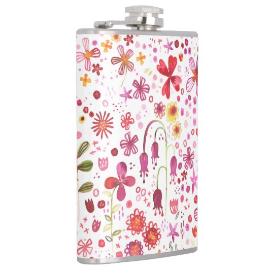 Moderne Floral-Waterverf Heupfles (Rechts)