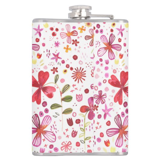 Moderne Floral-Waterverf Heupfles (Achterkant)