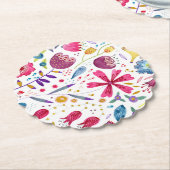 Moderne Floral-Waterverf Kartonnen Onderzetters (Gekanteld)