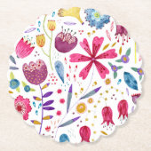 Moderne Floral-Waterverf Kartonnen Onderzetters (Voorkant)