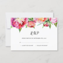 Moderne Floral Waterverf Koraal Pioen Bruiloft