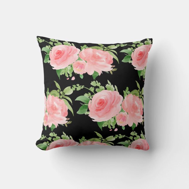 Moderne Floral-Waterverf Kussen (Voorkant)