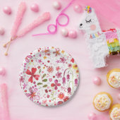 Moderne Floral-Waterverf Papieren Bordje (Feest)