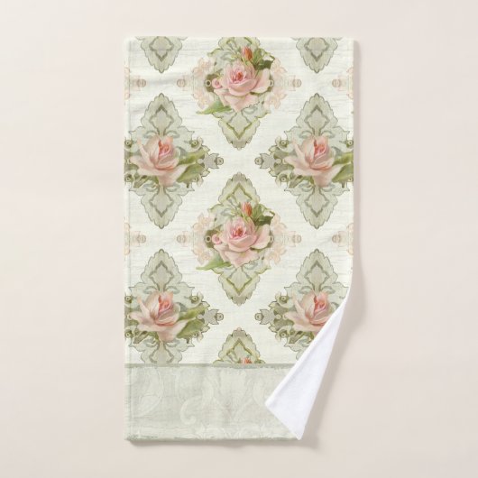  Moderne Floral Waterverf Roze Rose Damask Handdoek (Handdoek)