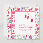 Moderne Floral Waterverf sparen de Uitnodiging van (Voorkant)