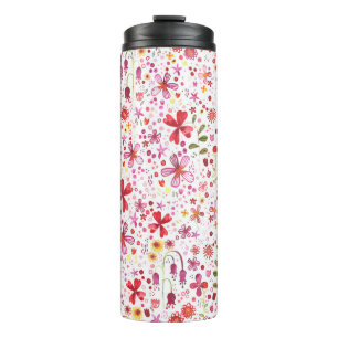 Moderne Floral-Waterverf Thermosbeker
