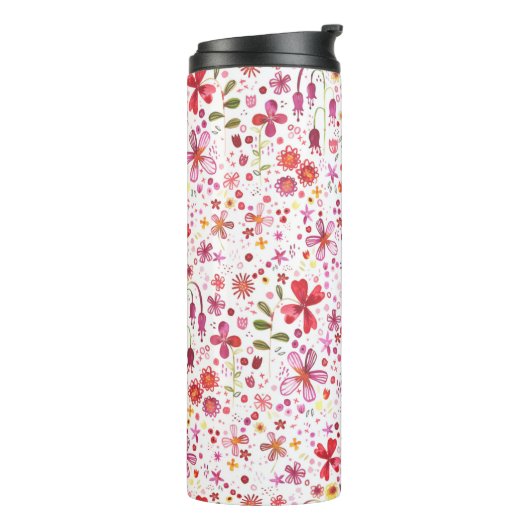 Moderne Floral-Waterverf Thermosbeker (Gedraaid links)